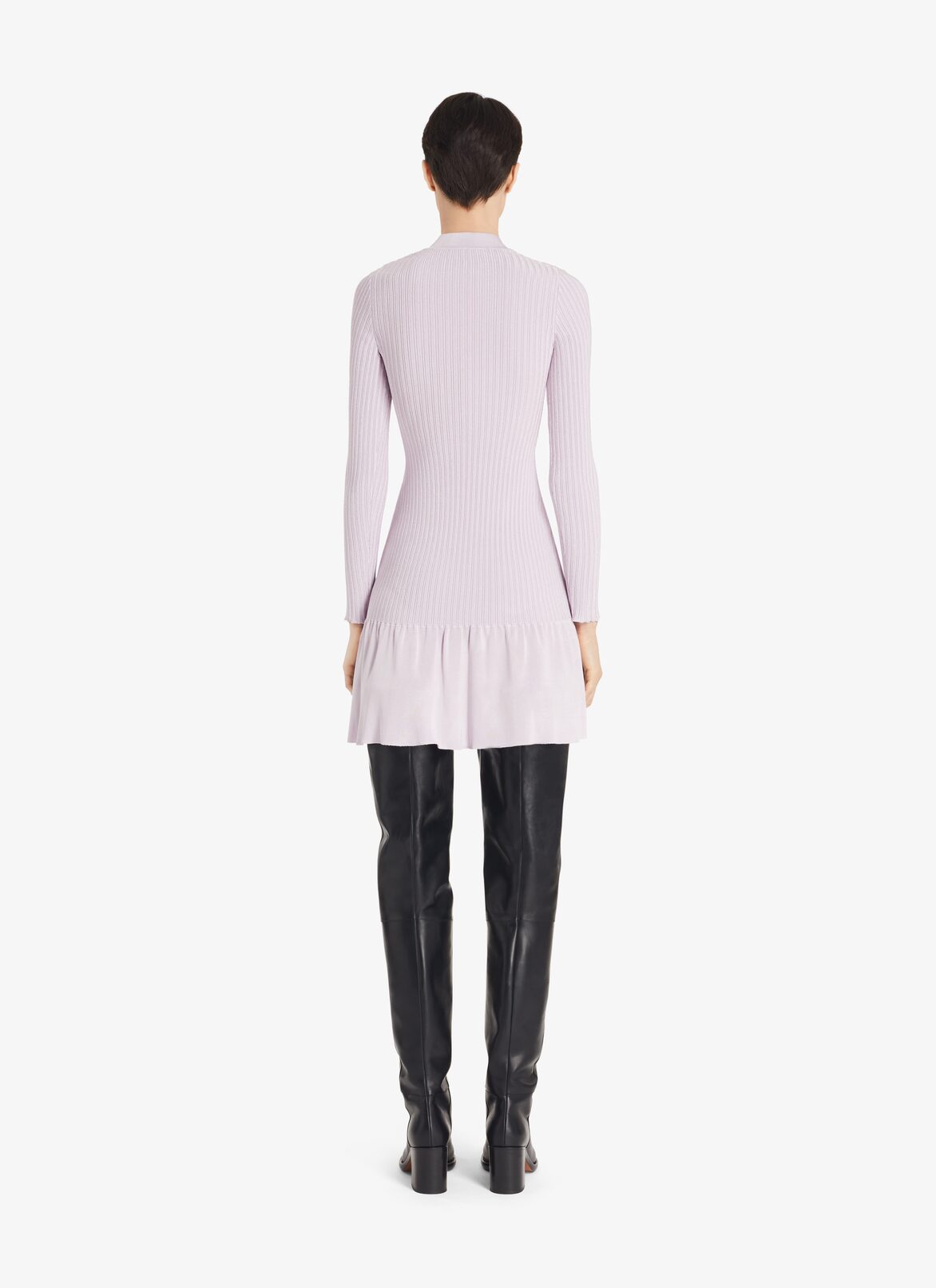 Short Shiny Ribbed Dress ALAÏA LILAC SHORT SHINY RIBBED DRESS